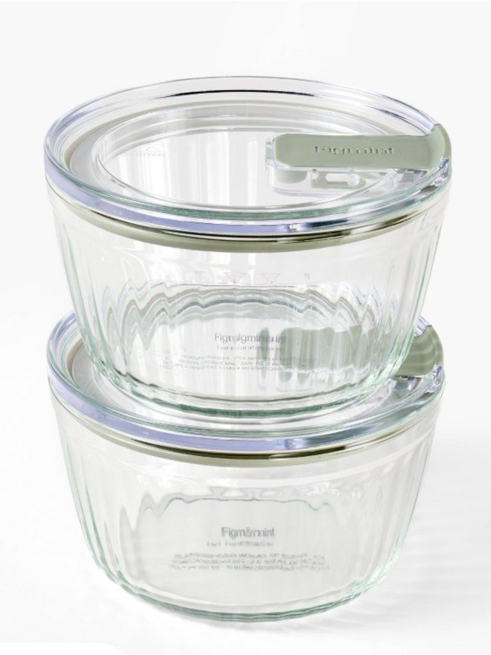 Figmint Clear Glass Food Storage Container with Green Accent Lid